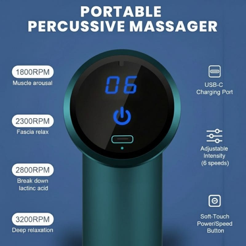 Emerald Green Pro 4-Head Percussion Massager Fascia Gun | Fascia Gun | Percussion Massager | Percussion Massagers | Fascia Guns | Muscle Massage Gun | Fascial Gun | Fascia Massage Gun | Fascial Massage Gun | Percussion Massage Gun | Portable Massage Gun | Percussion Gun | Deep Tissue Massage Gun | Electric Massage Gun | Percussion Guns | Muscle Recovery Massage Gun | Theragun | Buy Handheld Massage Gun Online Now at Myo Relief
