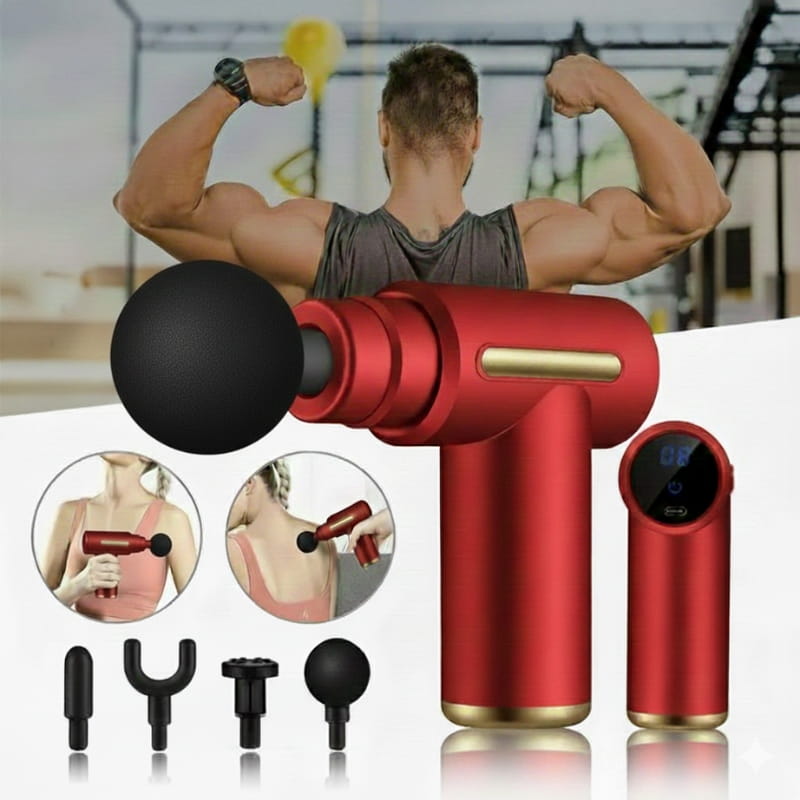 Stark Red Pro 4-Head Percussion Massager Fascia Gun | Fascia Gun | Percussion Massager | Percussion Massagers | Fascia Guns | Muscle Massage Gun | Fascial Gun | Fascia Massage Gun | Fascial Massage Gun | Percussion Massage Gun | Portable Massage Gun | Percussion Gun | Deep Tissue Massage Gun | Electric Massage Gun | Percussion Guns | Muscle Recovery Massage Gun | Theragun | Buy Handheld Massage Gun Online Now at Myo Relief
